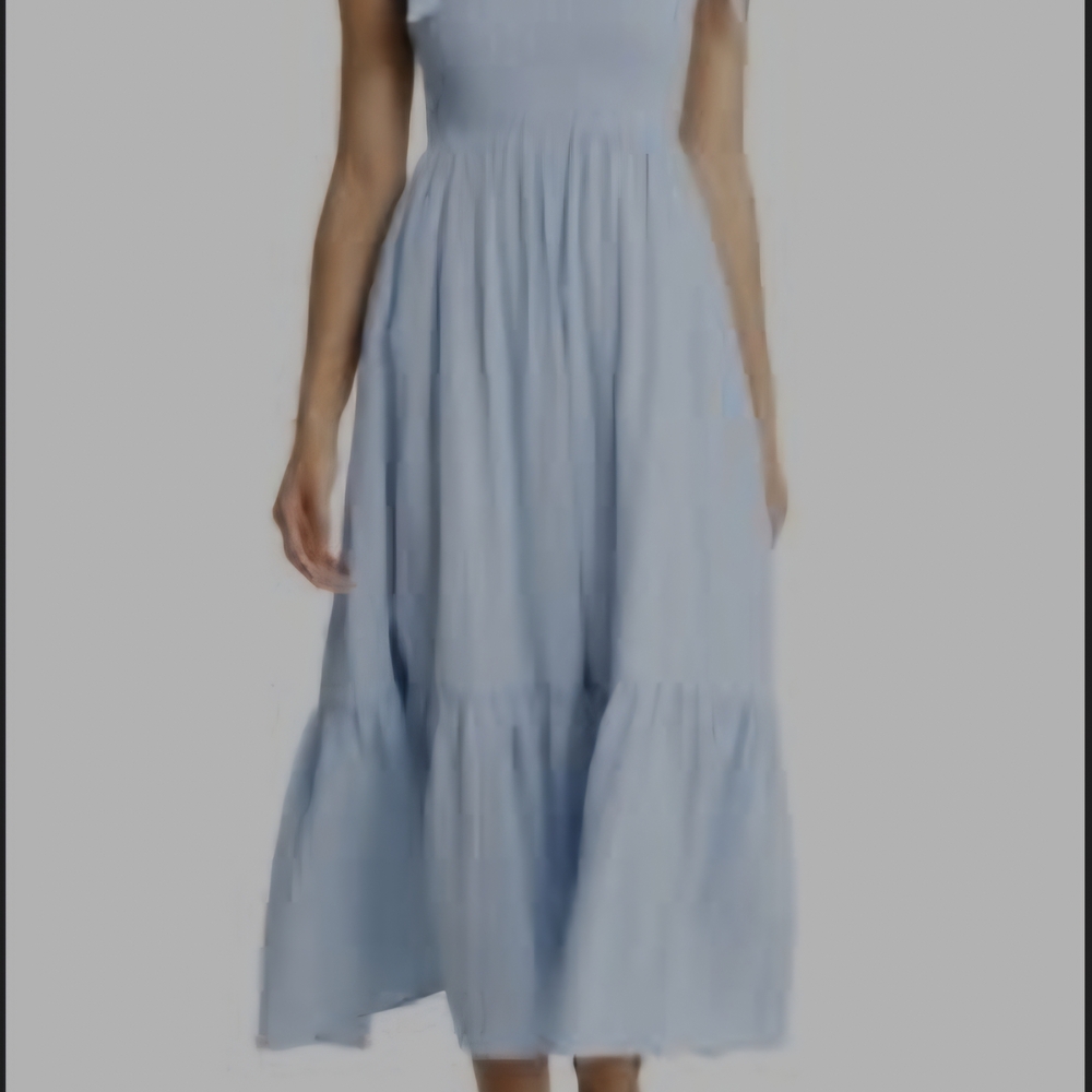 Caslon Smocked Tie Strap Cotton Gauze Midi Dress